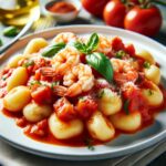 Gnocchi con Camarones y Salsa de Tomate