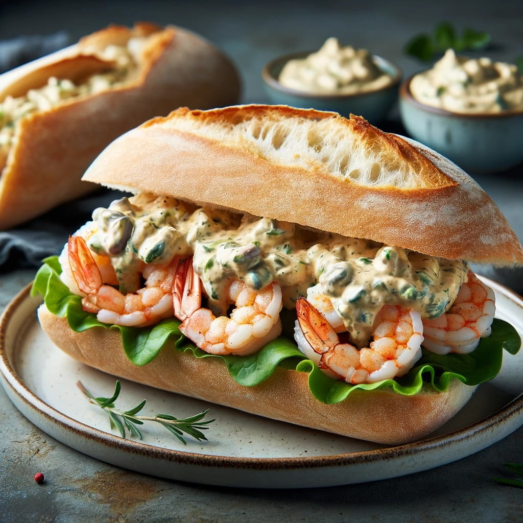 Sándwich de Camarones con Salsa Remoulade