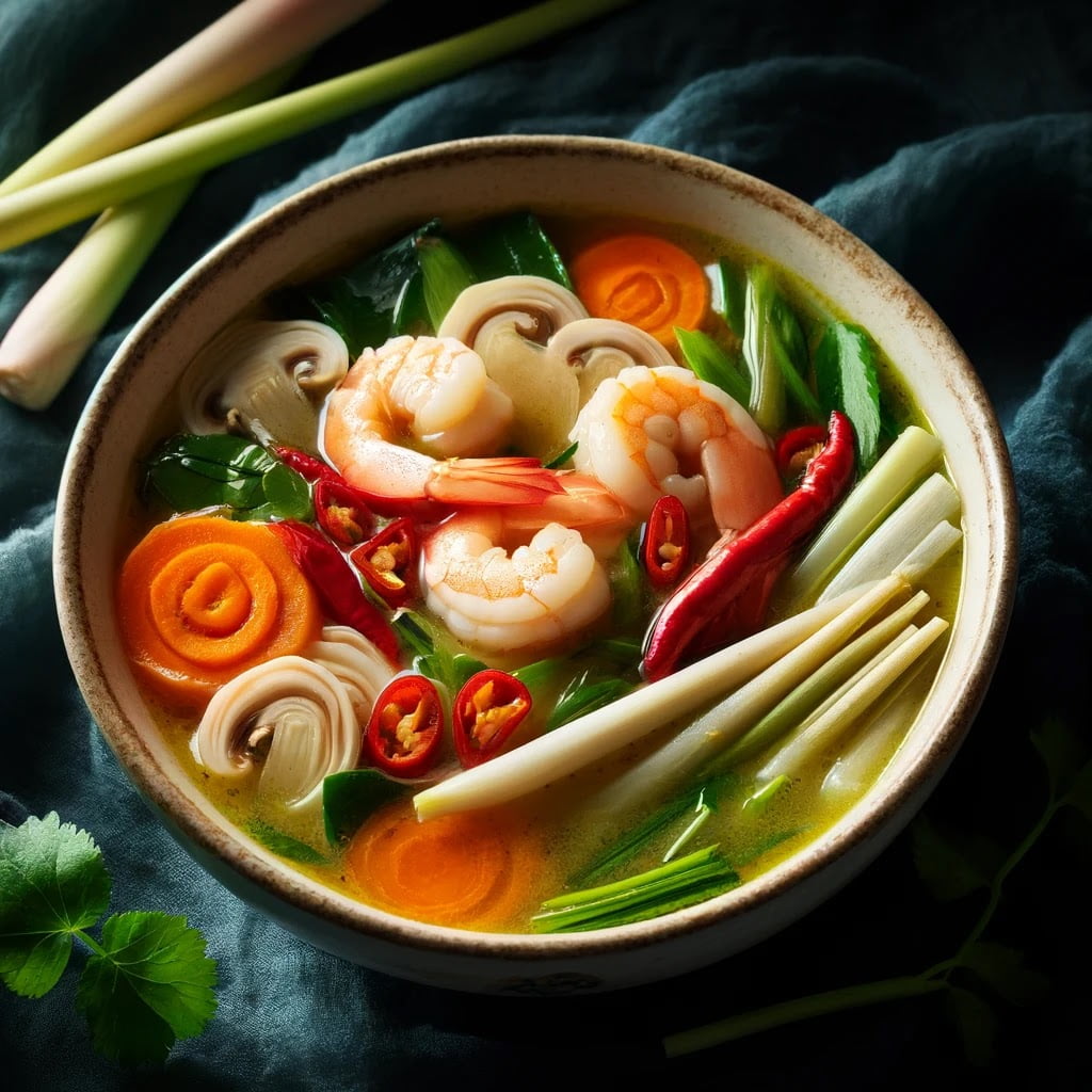 Sopa de Camarones y Lemongrass Estilo Vietnamita