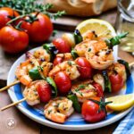 Brochetas de Camarones con Tomate y Albahaca